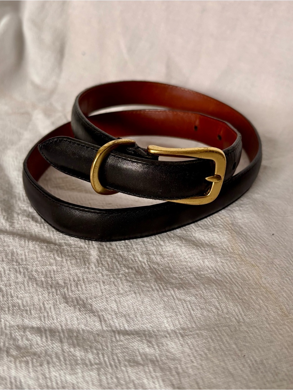 Coach Black Leather Belt with Gold Buckle
